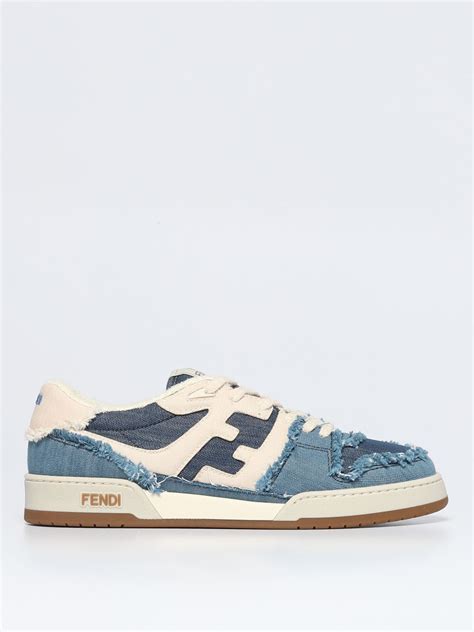 fendi men's logo-detail suede sneakers|fendi denim sneakers.